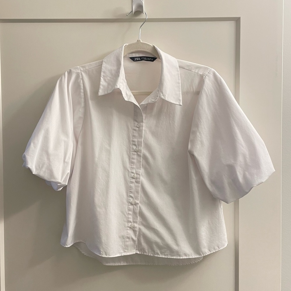 Zara puff sleeve button up